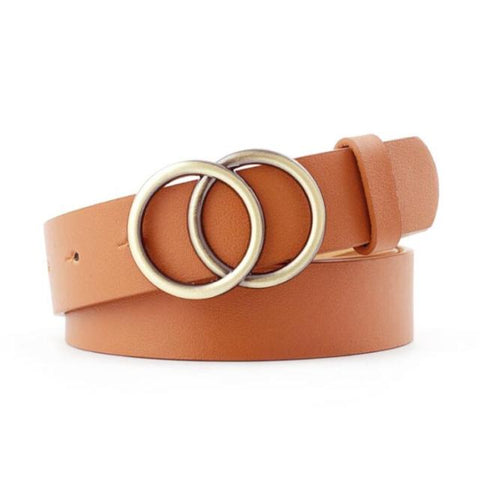 Double Ring Women Belt Fashion Waist Belt PU Leather Metal Buckle Heart Pin Belts For Ladies Leisure Dress Jeans Wild Waistband