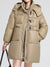 Women's Parka Long Puffer Jacket Winter Coat Zip up Hooded Coat with Pockets Thermal Warm Heated Coat Fall Brown Maillard Outerwear Khaki White